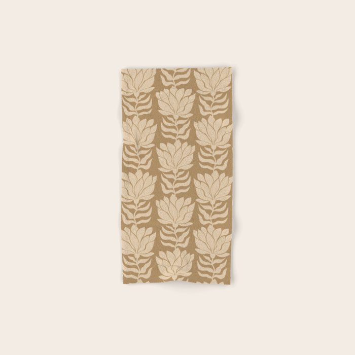 Beige Modern Abstract Flowers Bath Towel Gallery Image 1