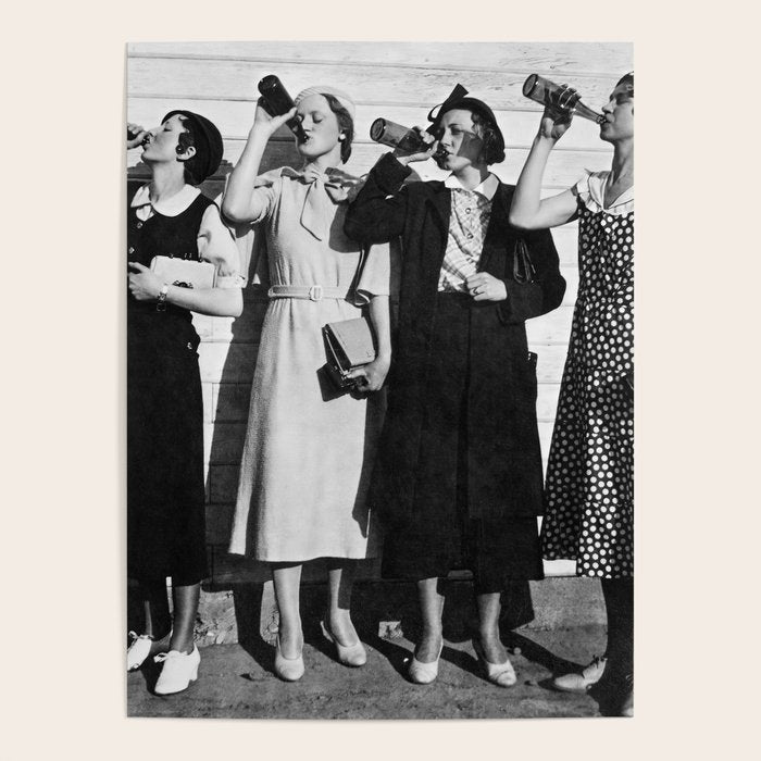 Women Beer Drinkers, Black and White Vintage Art Poster Gallery Image 1