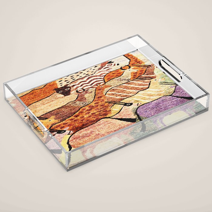 Vintage African Animal Rug Print Acrylic Tray Gallery Image 1