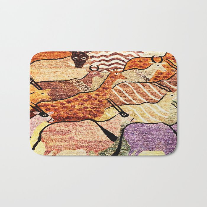 Vintage African Animal Rug Print Bath Mat Gallery Image 1