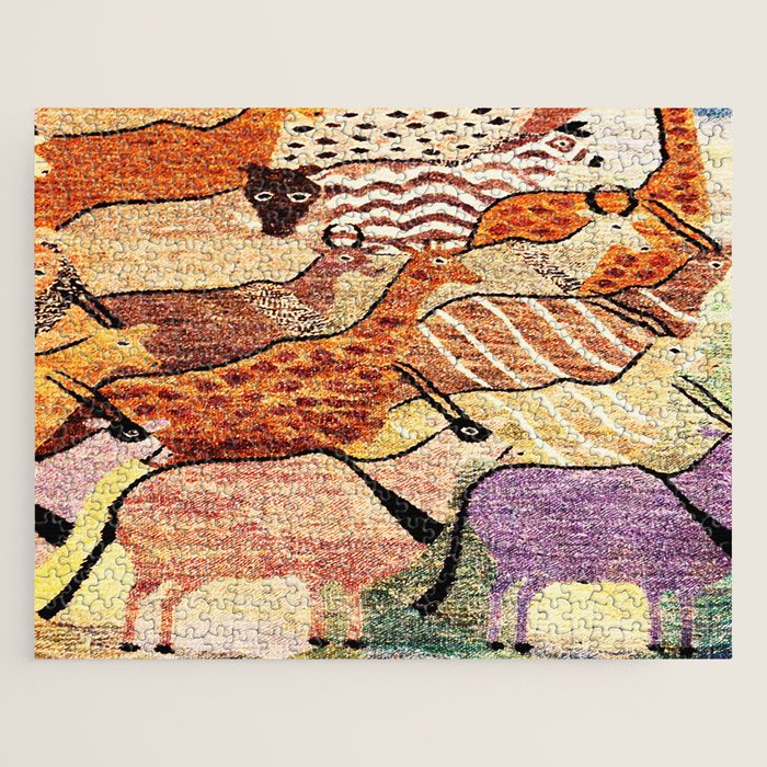 Vintage African Animal Rug Print Jigsaw Puzzle Gallery Image 1