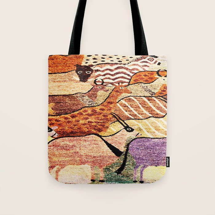 Vintage African Animal Rug Print Tote Bag Gallery Image 1