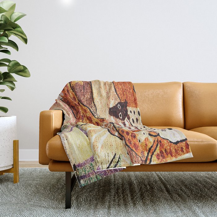 Vintage African Animal Rug Print Throw Blanket Gallery Image 1