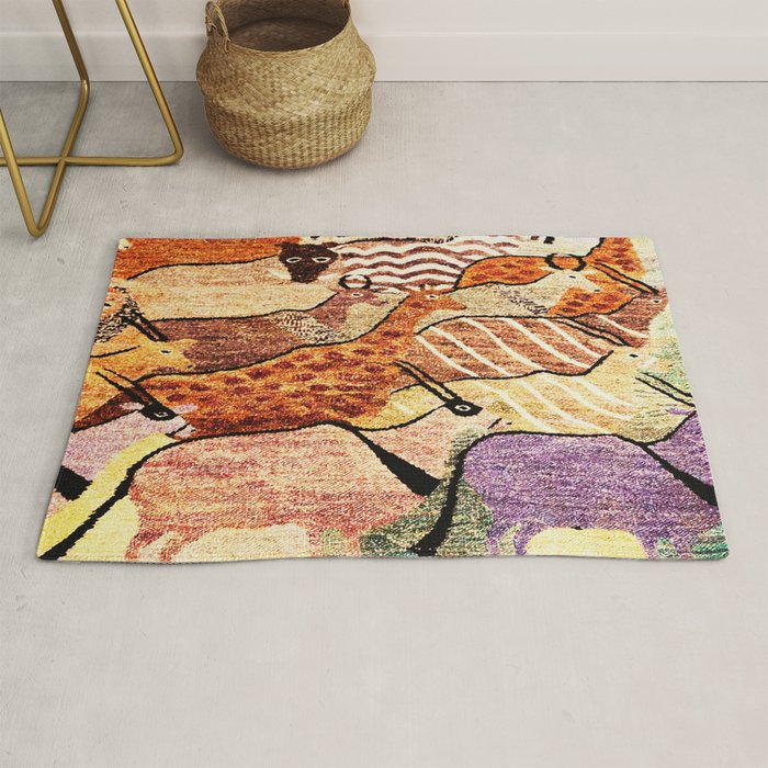 Vintage African Animal Rug Print Rug Gallery Image 1