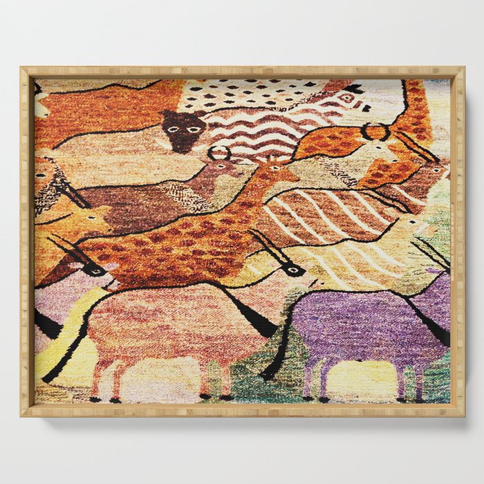 Vintage African Animal Rug Print Serving Tray Gallery Image 1