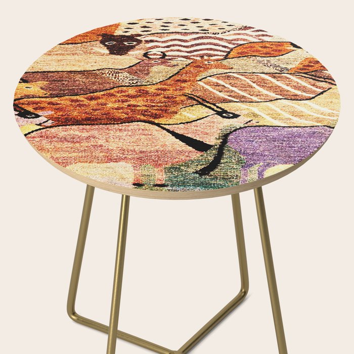 Vintage African Animal Rug Print Side Table Gallery Image 2