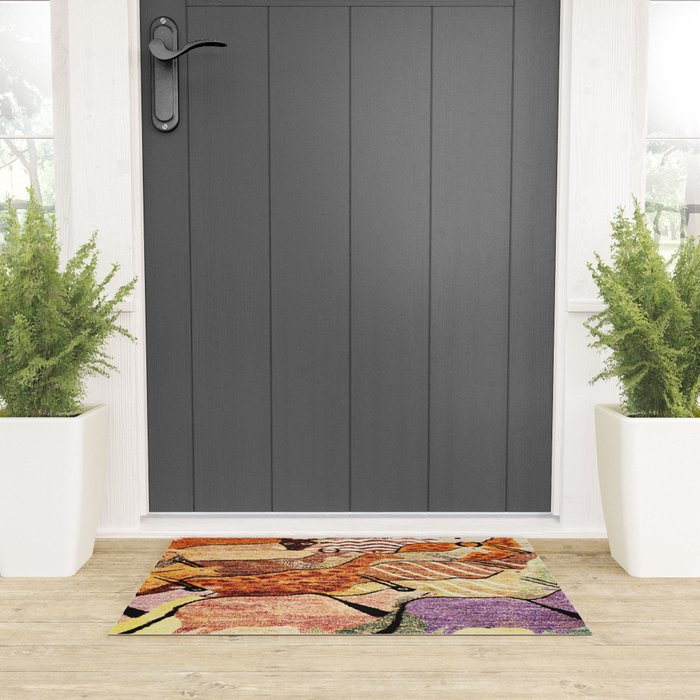 Vintage African Animal Rug Print Welcome Mat Gallery Image 3