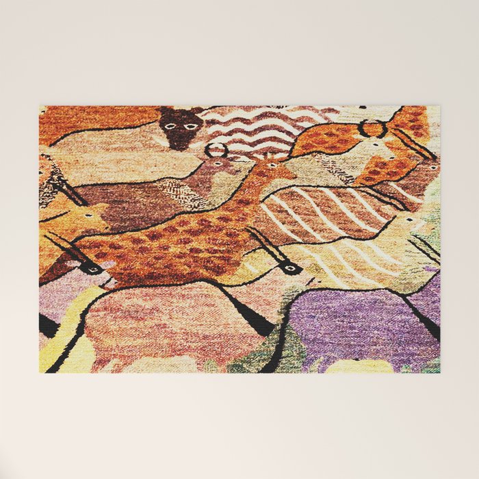 Vintage African Animal Rug Print Welcome Mat Gallery Image 1