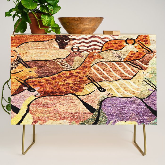 Vintage African Animal Rug Print Credenza Gallery Image 1