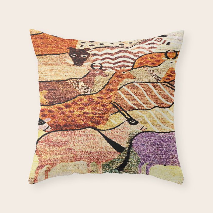Vintage African Animal Rug Print Throw Pillow Gallery Image 6