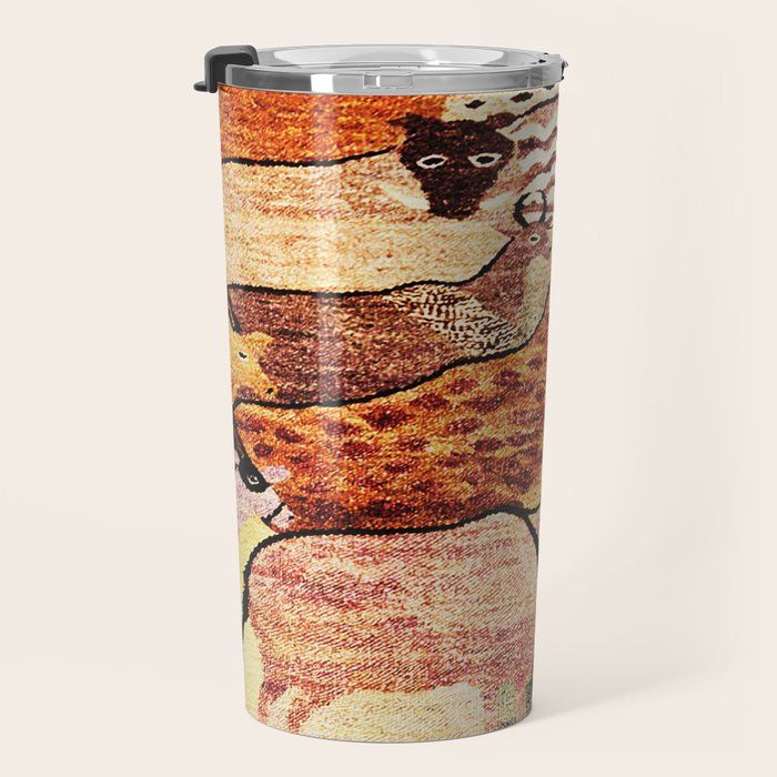 Vintage African Animal Rug Print Travel Mug Gallery Image 3