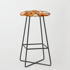 Mid Century Modern Piquet Retro Abstract Multi Pattern in 70s Orange and Brown Stool Gallery Image 1