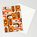 Mid Century Modern Piquet Retro Abstract Multi Pattern in 70s Orange and Brown Stationery Card Gallery Image 2