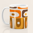Mid Century Modern Piquet Retro Abstract Multi Pattern in 70s Orange and Brown Coffee Mug Gallery Image 3