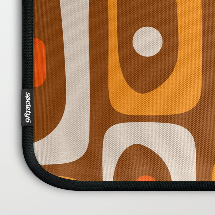 Mid Century Modern Piquet Retro Abstract Multi Pattern in 70s Orange and Brown Laptop Sleeve Gallery Image 3