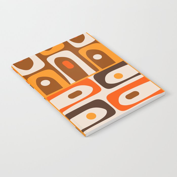 Mid Century Modern Piquet Retro Abstract Multi Pattern in 70s Orange and Brown Notebook Gallery Image 2