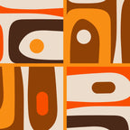 Mid Century Modern Piquet Retro Abstract Multi Pattern in 70s Orange and Brown Coffee Mug Gallery Image 2