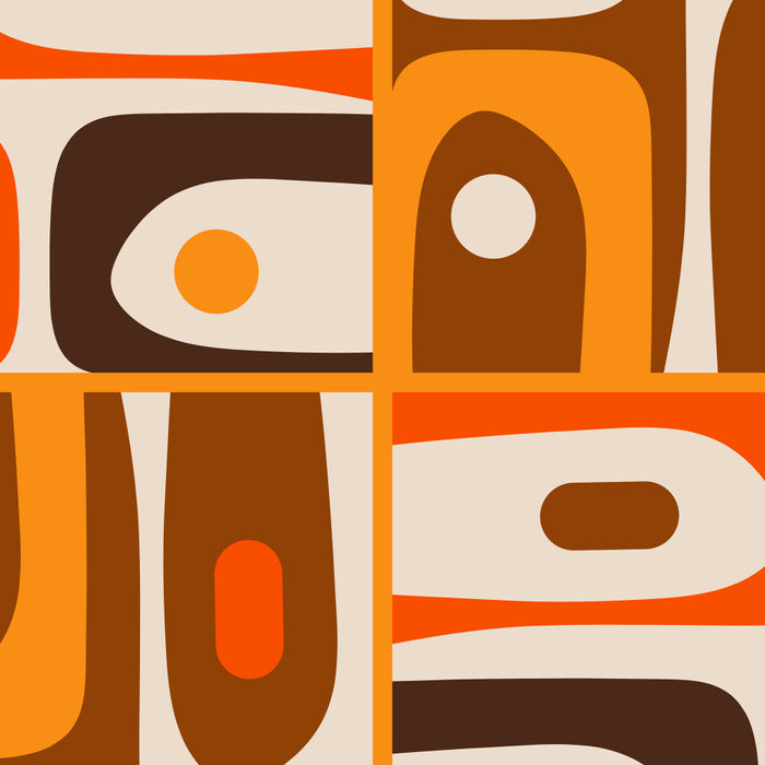 Mid Century Modern Piquet Retro Abstract Multi Pattern in 70s Orange and Brown Coffee Mug Gallery Image 2