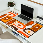Mid Century Modern Piquet Retro Abstract Multi Pattern in 70s Orange and Brown Desk Mat Gallery Image 2