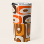 Mid Century Modern Piquet Retro Abstract Multi Pattern in 70s Orange and Brown Travel Mug Gallery Image 3