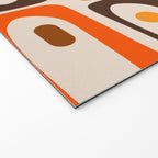 Mid Century Modern Piquet Retro Abstract Multi Pattern in 70s Orange and Brown Welcome Mat Gallery Image 2