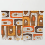 Mid Century Modern Piquet Retro Abstract Multi Pattern in 70s Orange and Brown Wall Hanging Gallery Image 1