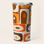Mid Century Modern Piquet Retro Abstract Multi Pattern in 70s Orange and Brown Travel Mug Gallery Image 2