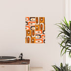 Mid Century Modern Piquet Retro Abstract Multi Pattern in 70s Orange and Brown Poster Gallery Image 2