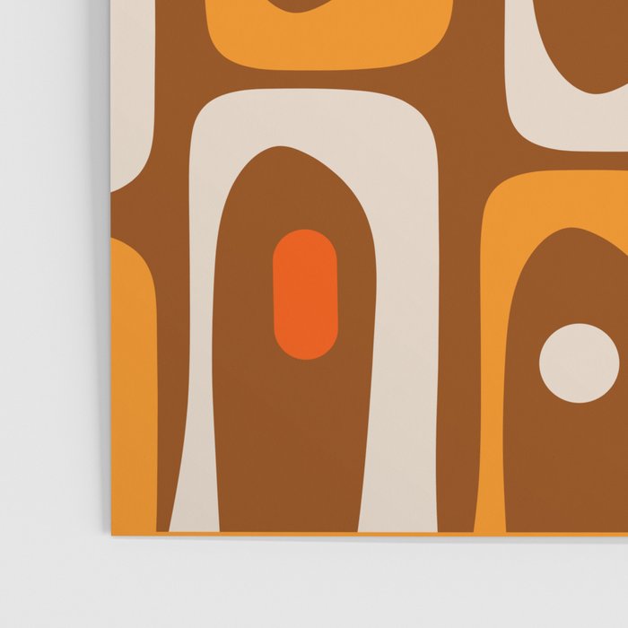 Mid Century Modern Piquet Retro Abstract Multi Pattern in 70s Orange and Brown Poster Gallery Image 3