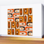 Mid Century Modern Piquet Retro Abstract Multi Pattern in 70s Orange and Brown Wall Mural Gallery Image 2