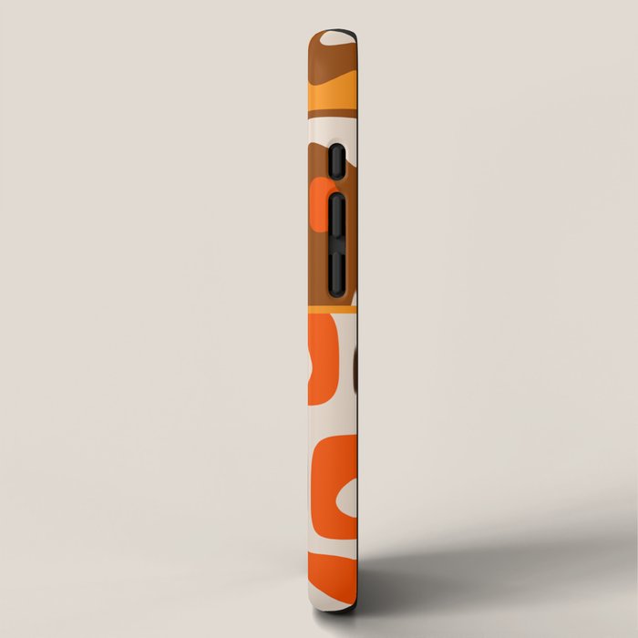 Mid Century Modern Piquet Retro Abstract Multi Pattern in 70s Orange and Brown iPhone Case Gallery Image 2
