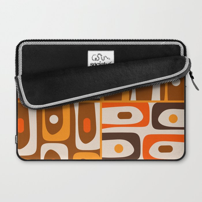Mid Century Modern Piquet Retro Abstract Multi Pattern in 70s Orange and Brown Laptop Sleeve Gallery Image 2