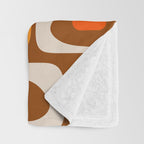 Mid Century Modern Piquet Retro Abstract Multi Pattern in 70s Orange and Brown Throw Blanket Gallery Image 3