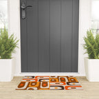 Mid Century Modern Piquet Retro Abstract Multi Pattern in 70s Orange and Brown Welcome Mat Gallery Image 3