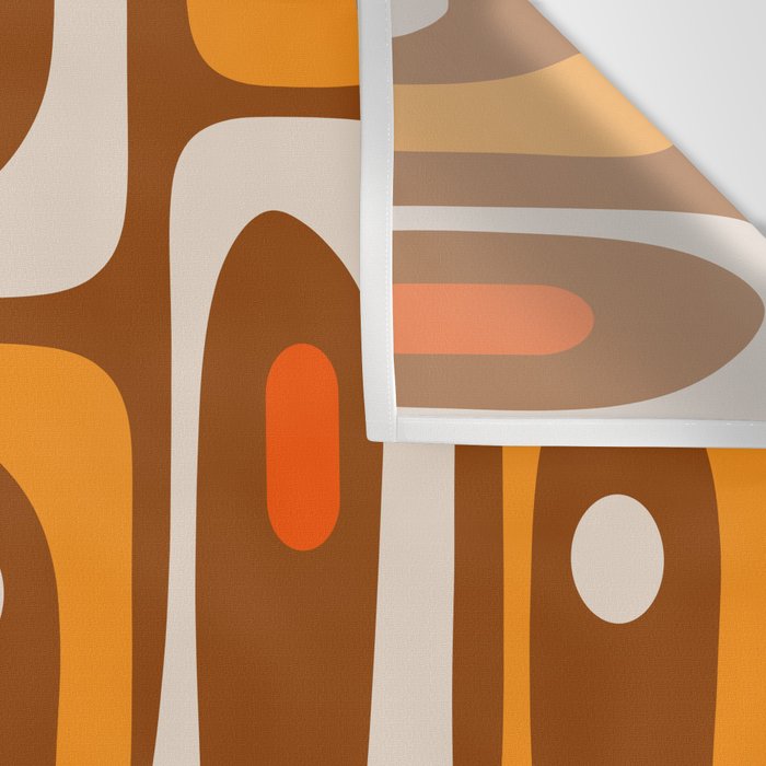 Mid Century Modern Piquet Retro Abstract Multi Pattern in 70s Orange and Brown Wall Tapestry Gallery Image 3