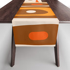 Mid Century Modern Piquet Retro Abstract Multi Pattern in 70s Orange and Brown Table Runner Gallery Image 1
