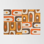 Mid Century Modern Piquet Retro Abstract Multi Pattern in 70s Orange and Brown Rug Gallery Image 2