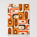 Mid Century Modern Piquet Retro Abstract Multi Pattern in 70s Orange and Brown Stationery Card Gallery Image 2