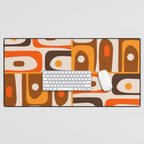 Mid Century Modern Piquet Retro Abstract Multi Pattern in 70s Orange and Brown Desk Mat Gallery Image 1