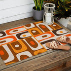 Mid Century Modern Piquet Retro Abstract Multi Pattern in 70s Orange and Brown Outdoor Rug Gallery Image 2