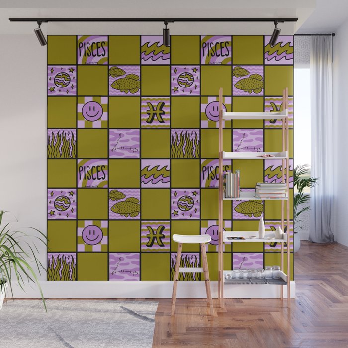 Pisces Checkered Print Wall Mural Gallery Image 1