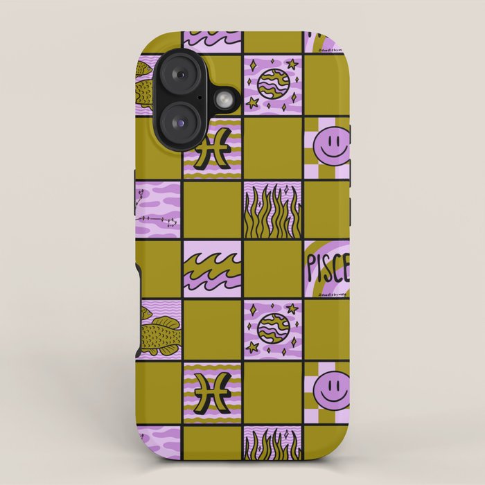 Pisces Checkered Print iPhone Case Gallery Image 1