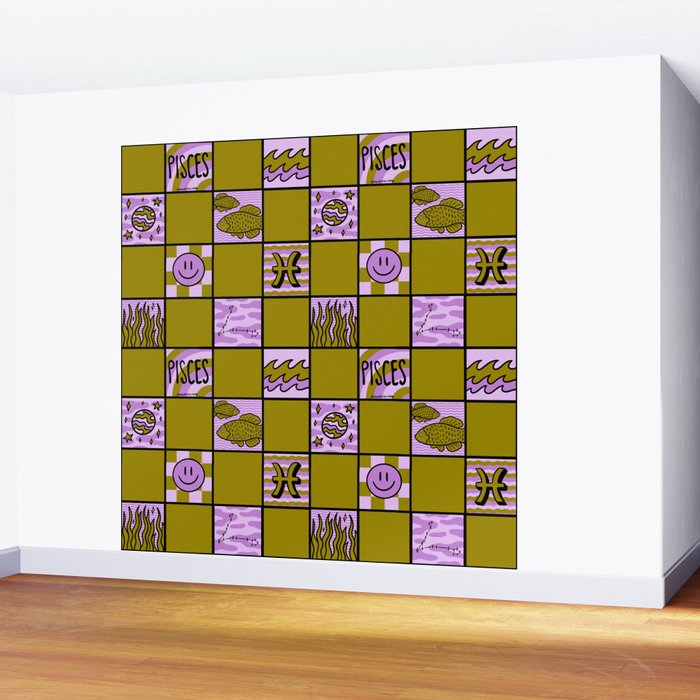 Pisces Checkered Print Wall Mural Gallery Image 2