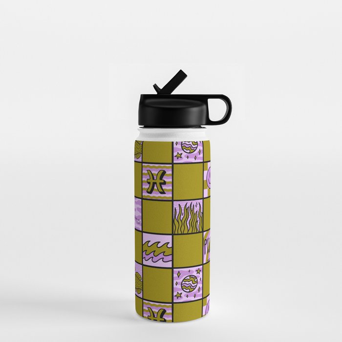 Pisces Checkered Print Water Bottle Gallery Image 1