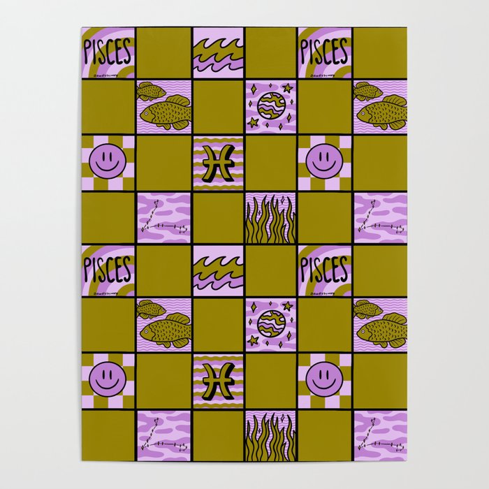 Pisces Checkered Print Poster Gallery Image 4