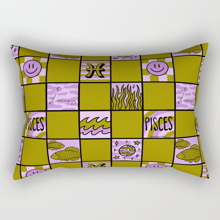 Pisces Checkered Print Rectangular Pillow Gallery Image 1
