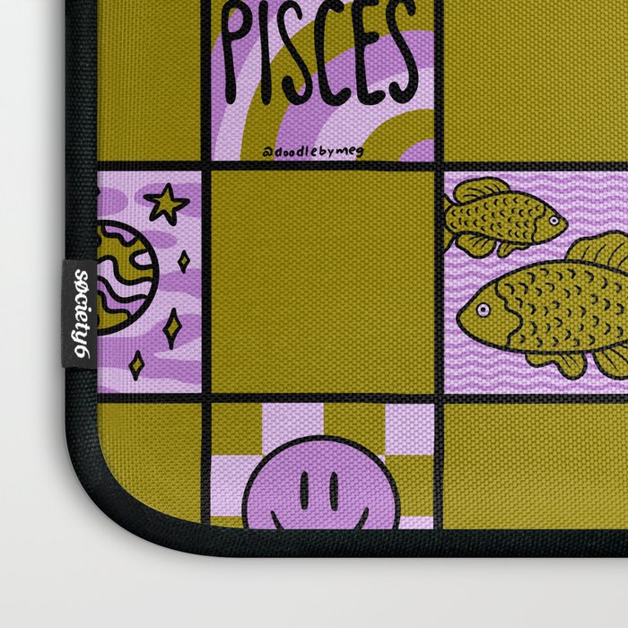 Pisces Checkered Print Laptop Sleeve Gallery Image 3