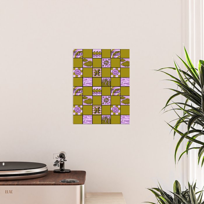 Pisces Checkered Print Poster Gallery Image 2