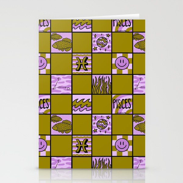 Pisces Checkered Print Stationery Card Gallery Image 2