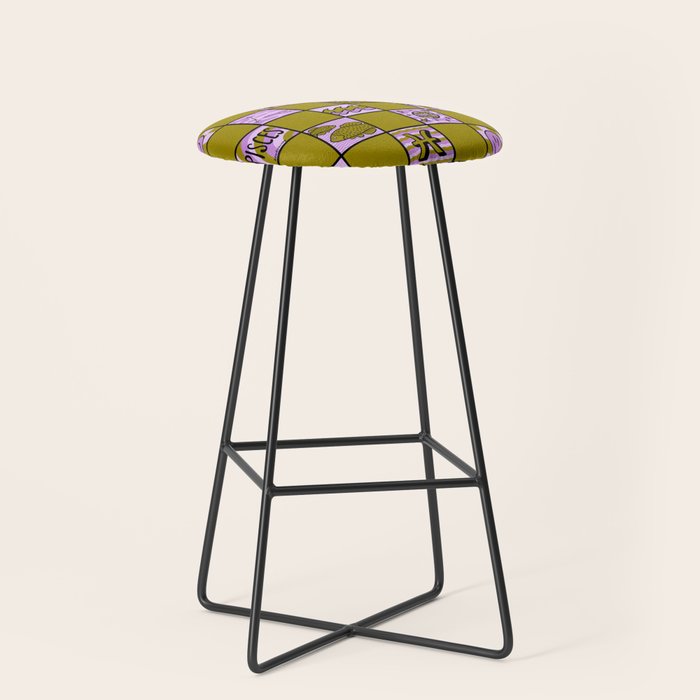 Pisces Checkered Print Stool Gallery Image 1